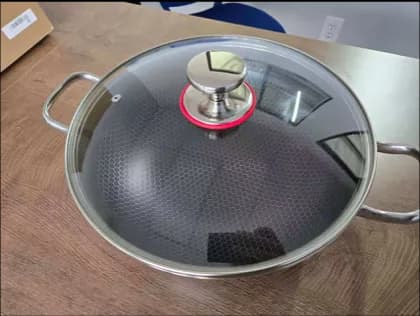 Glass Lid Nonstick Wok with Double Handles