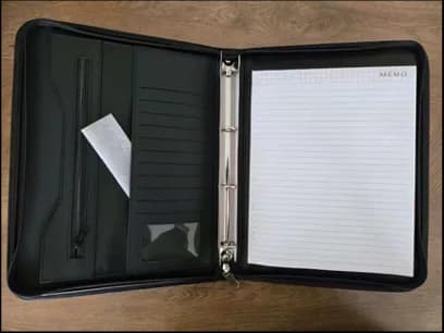 Zippered Leather Binder Portfolio