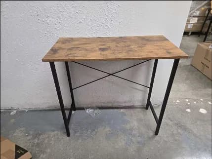 Industrial Wood-Top Desk with Metal Frame